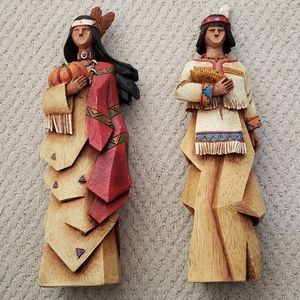 Native American couple Thanksgiving figurines